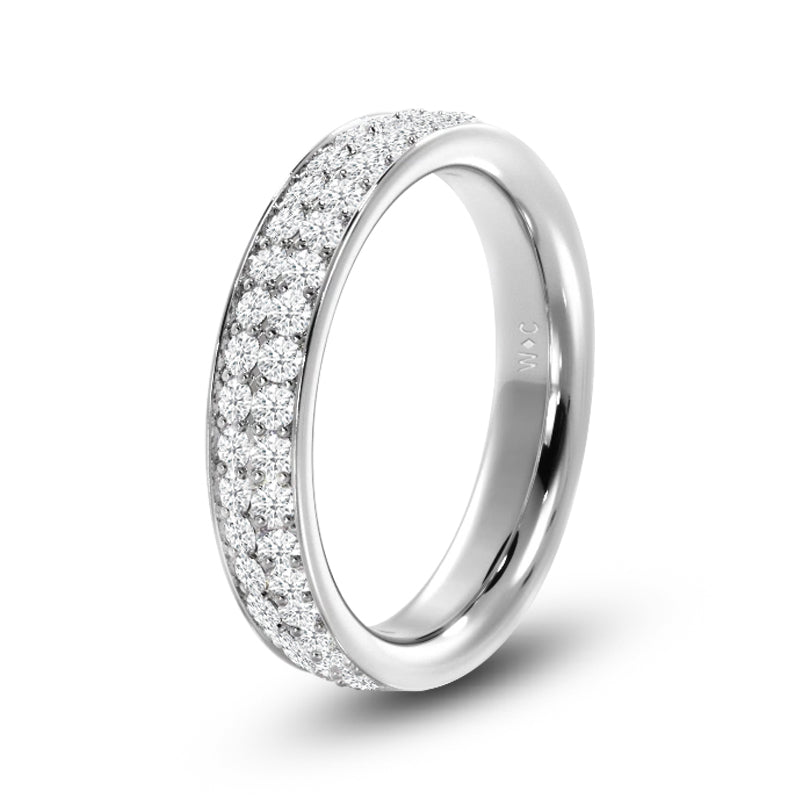 Double Row Round Diamond Eternity Ring with Platinum / Lab / 3/4 Cut Diamond in 14KT Platinum / Lab / 3/4 view 2
