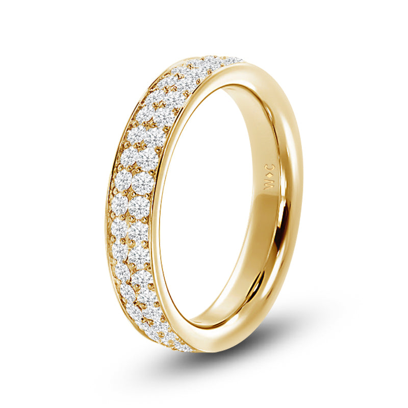Double Row Round Diamond Eternity Ring with 18KT Yellow Gold / Lab / 3/4 Cut Diamond in 14KT Yellow Gold / Lab / 3/4 view 2
