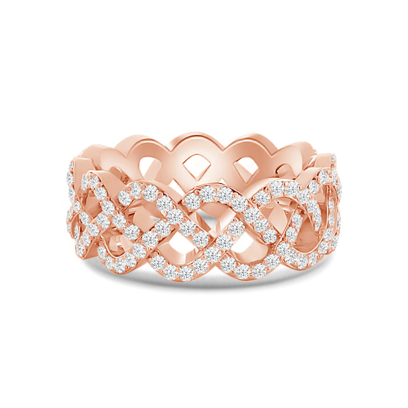 Full Braided Diamond Eternity Ring with 18KT Rose Gold / Lab / 1 1/3 Cut Diamond in 14KT Rose Gold / Lab / 1 1/3 view 1
