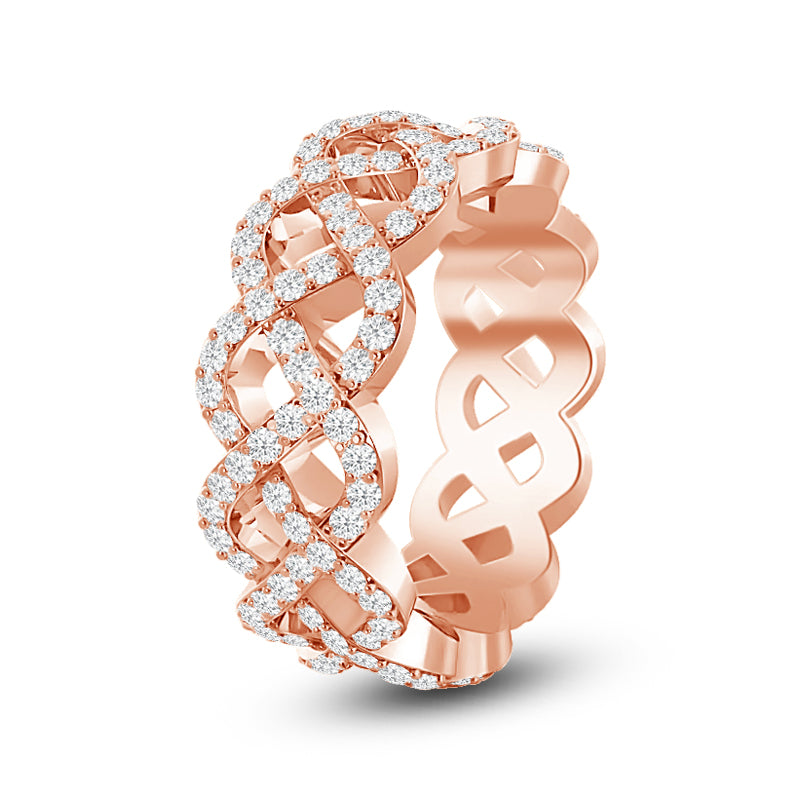 Full Braided Diamond Eternity Ring with 18KT Rose Gold / Lab / 1 1/3 Cut Diamond in 14KT Rose Gold / Lab / 1 1/3 view 2
