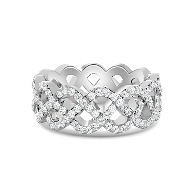 Full Braided Diamond Eternity Ring with Platinum / Lab / 1 1/3 Cut Diamond in 14KT Platinum / Lab / 1 1/3 view 1
