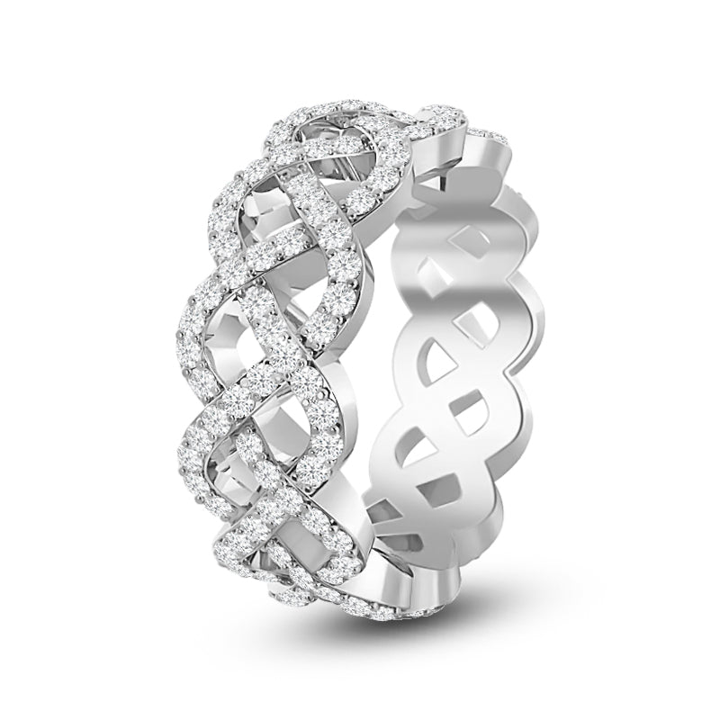 Full Braided Diamond Eternity Ring with Platinum / Lab / 1 1/3 Cut Diamond in 14KT Platinum / Lab / 1 1/3 view 2
