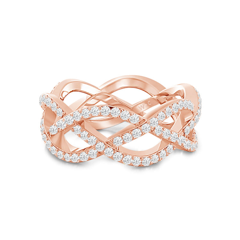Loose Braid Diamond Eternity Ring with 18KT Rose Gold / Lab / 1 Cut Diamond in 14KT Rose Gold / Lab / 1 view 1
