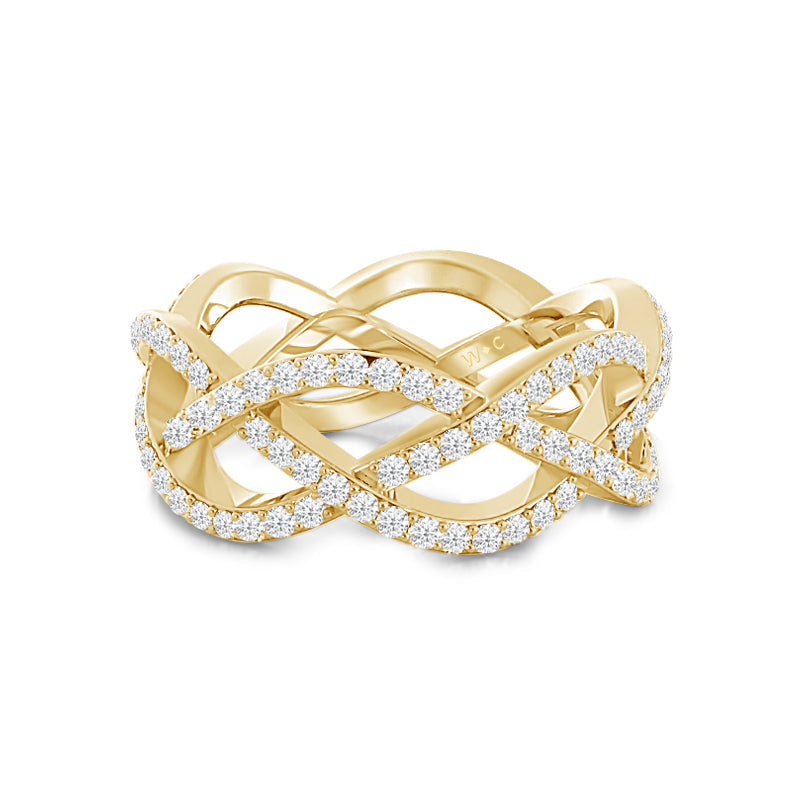 Loose Braid Diamond Eternity Ring with 18KT Yellow Gold / Lab / 1 Cut Diamond in 14KT Yellow Gold / Lab / 1 view 1

