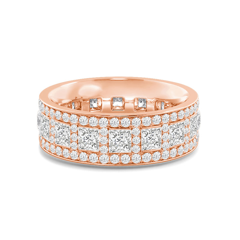 Luxe Princess Cut Diamond Halo Eternity Ring with 18KT Rose Gold / Lab / 3 Cut Diamond in 14KT Rose Gold / Lab / 3 view 1
