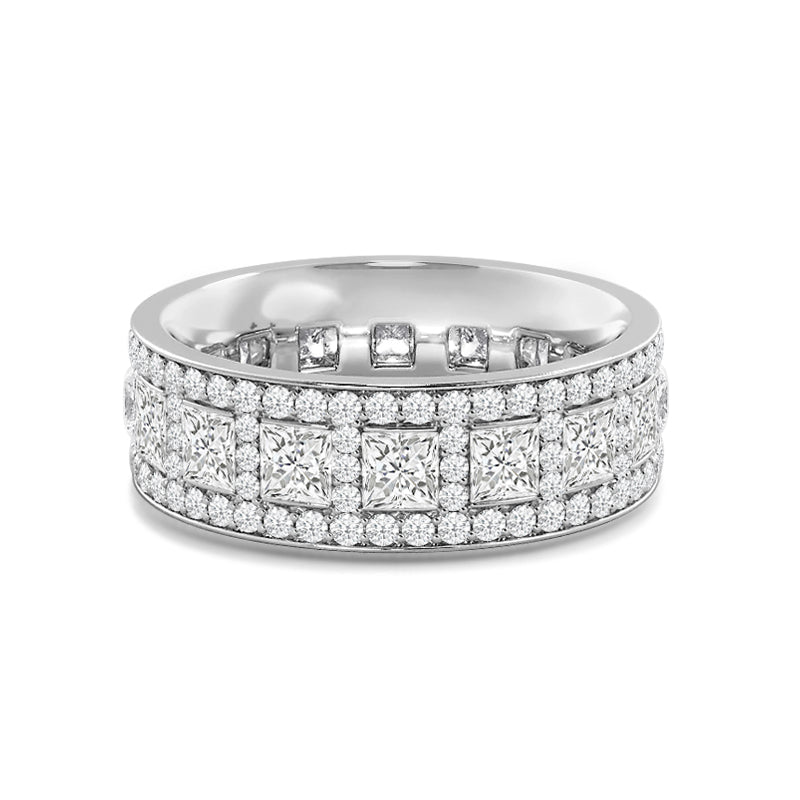 Luxe Princess Cut Diamond Halo Eternity Ring with Platinum / Lab / 3 Cut Diamond in 14KT Platinum / Lab / 3 view 1
