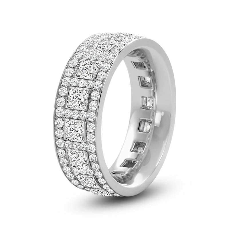 Luxe Princess Cut Diamond Halo Eternity Ring with Platinum / Lab / 3 Cut Diamond in 14KT Platinum / Lab / 3 view 2
