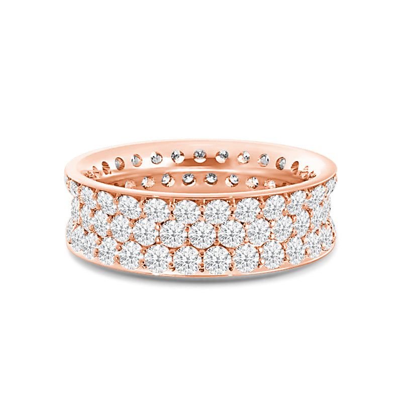 Concave Triple Row Diamond Eternity Ring with 18KT Rose Gold / Lab / 3 Cut Diamond in 14KT Rose Gold / Lab / 3 view 1

