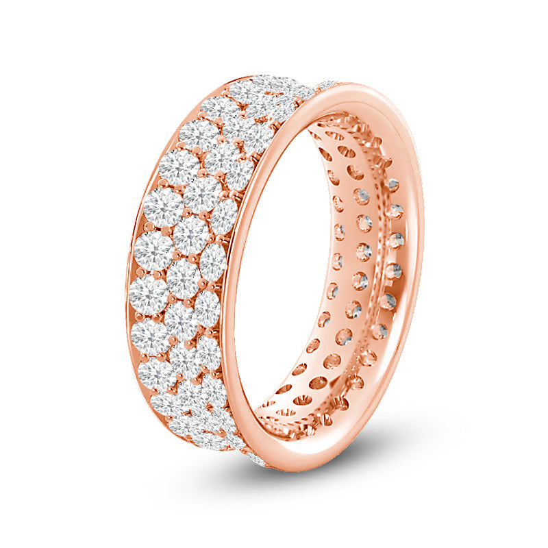 Concave Triple Row Diamond Eternity Ring with 18KT Rose Gold / Lab / 3 Cut Diamond in 14KT Rose Gold / Lab / 3 view 2
