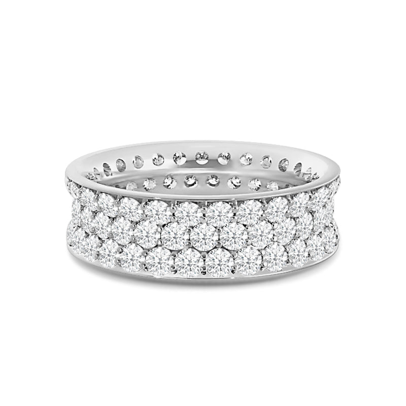 Concave Triple Row Diamond Eternity Ring