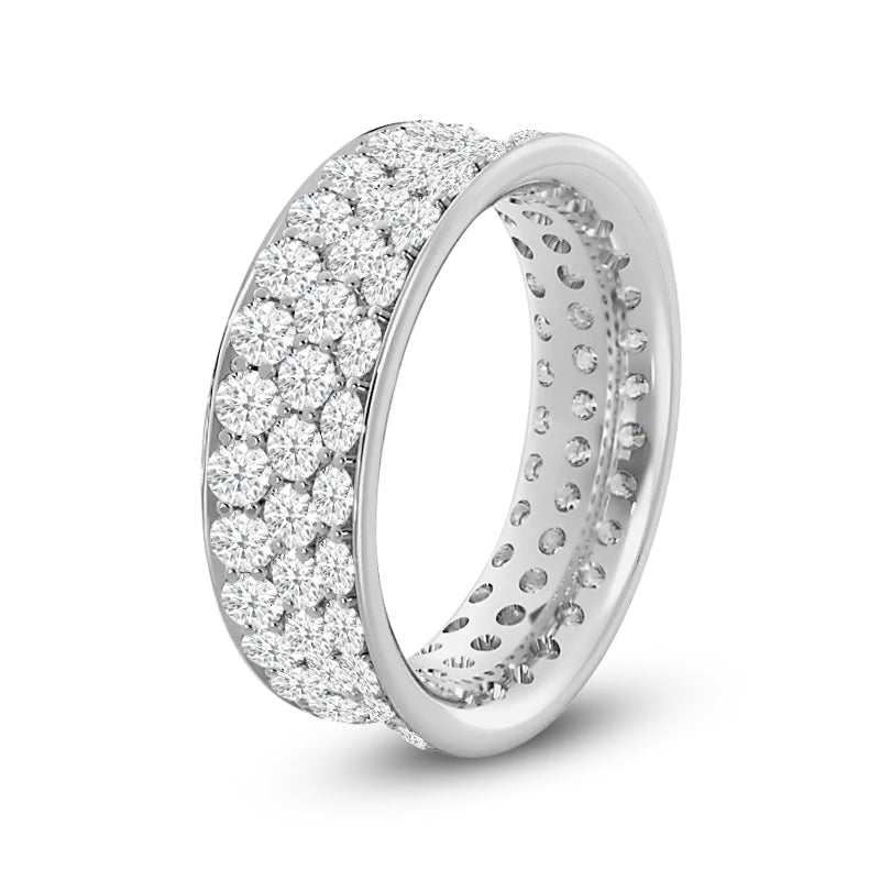 Concave Triple Row Diamond Eternity Ring with Platinum / Lab / 3 Cut Diamond in 14KT Platinum / Lab / 3 view 2
