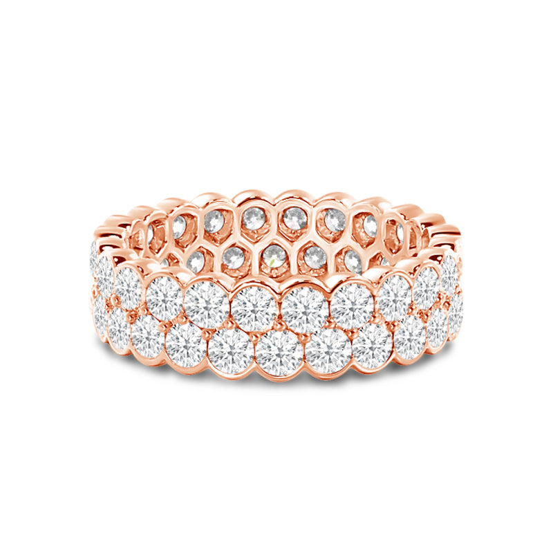 Scalloped Two Row Diamond Eternity Ring with 18KT Rose Gold / Lab / 2 3/8 Cut Diamond in 14KT Rose Gold / Lab / 2 3/8 view 1
