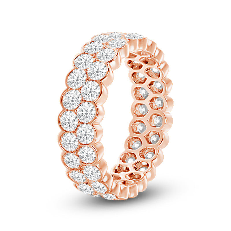 Scalloped Two Row Diamond Eternity Ring with 18KT Rose Gold / Lab / 2 3/8 Cut Diamond in 14KT Rose Gold / Lab / 2 3/8 view 2
