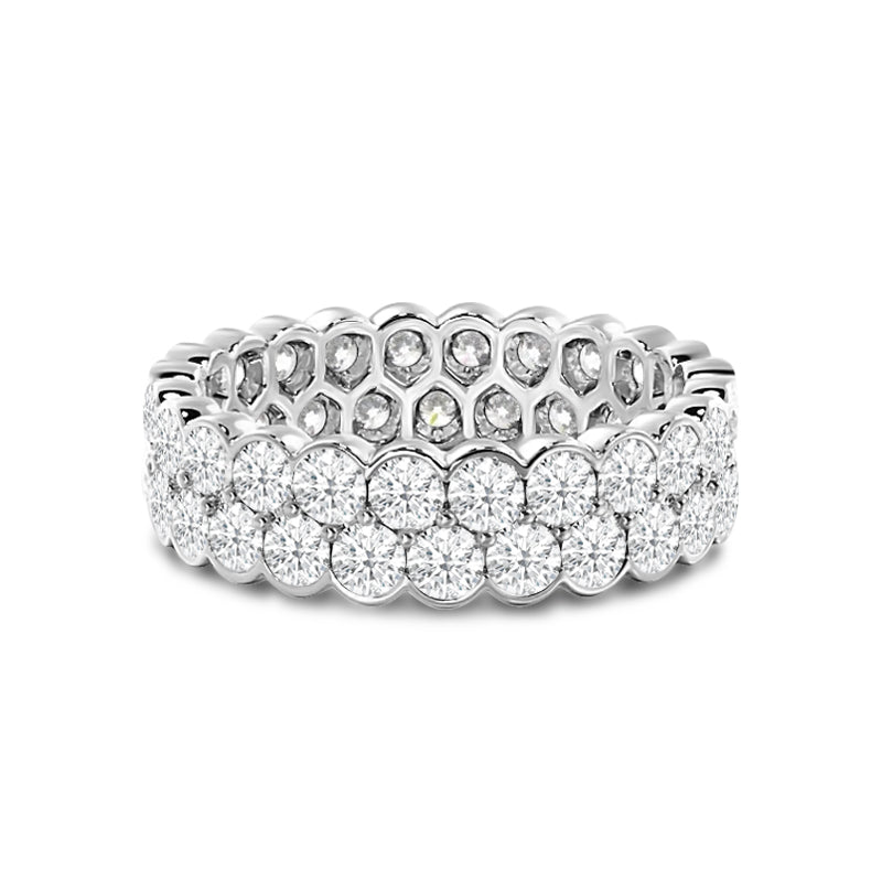 Scalloped Two Row Diamond Eternity Ring with Platinum / Lab / 2 3/8 Cut Diamond in 14KT Platinum / Lab / 2 3/8 view 1
