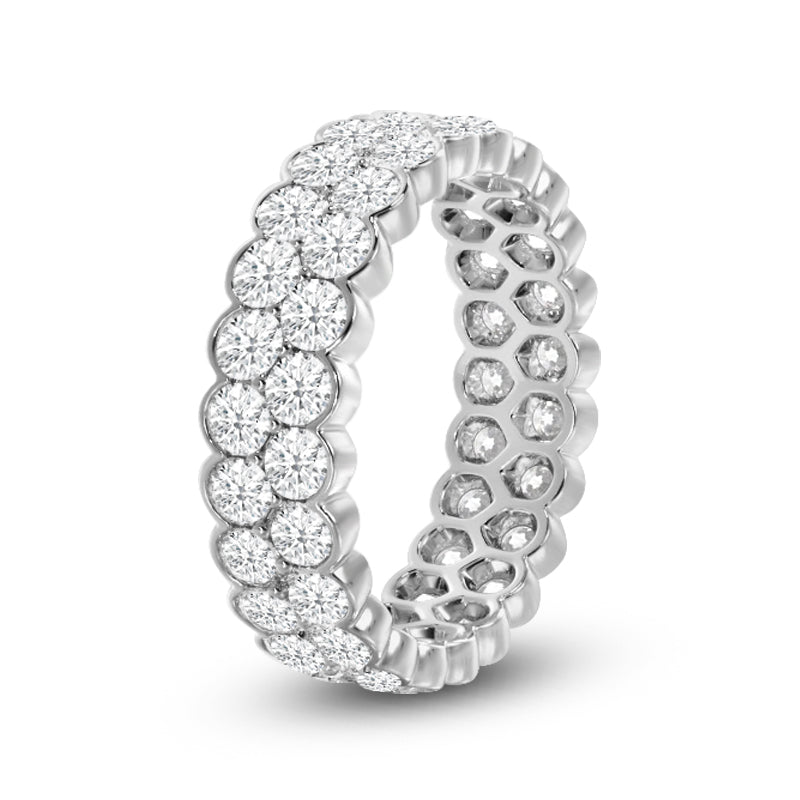 Scalloped Two Row Diamond Eternity Ring with Platinum / Lab / 2 3/8 Cut Diamond in 14KT Platinum / Lab / 2 3/8 view 2
