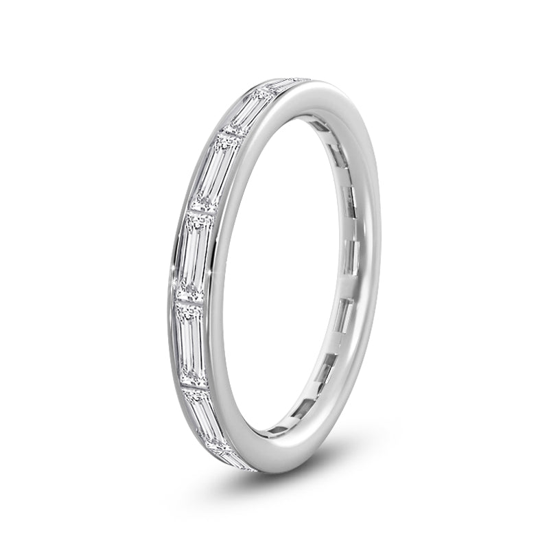 Baguette Diamond East-West Eternity Ring with Platinum / Lab / 1 1/4 Cut Diamond in 14KT Platinum / Lab / 1 1/4 view 2
