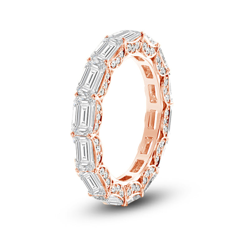 East-West Sash-Set Emerald Cut Diamond Eternity Ring with 18KT Rose Gold / Lab / 4 5/8 Cut Diamond in 14KT Rose Gold / Lab / 4 5/8 view 2
