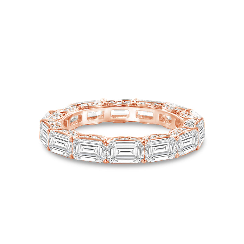 East-West Sash-Set Emerald Cut Diamond Eternity Ring with 18KT Rose Gold / Lab / 7 3/8 Cut Diamond in 14KT Rose Gold / Lab / 7 3/8 view 1
