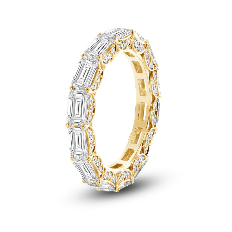East-West Sash-Set Emerald Cut Diamond Eternity Ring with 18KT Yellow Gold / Lab / 7 3/8 Cut Diamond in 14KT Yellow Gold / Lab / 7 3/8 view 2
