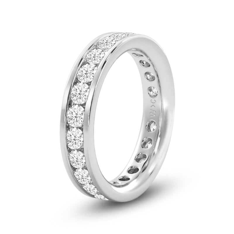 Single Row Channel Set Round Diamond Eternity Ring (F/G SI+) with Platinum / Lab / 5/8 Cut Diamond in 14KT Platinum / Lab / 5/8 view 2
