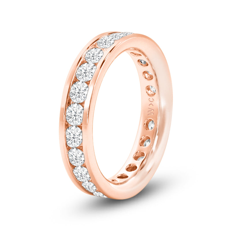 Single Row Channel Set Round Diamond Eternity Ring (F/G SI+) with 18KT Rose Gold / Lab / 1 Cut Diamond in 14KT Rose Gold / Lab / 1 view 2
