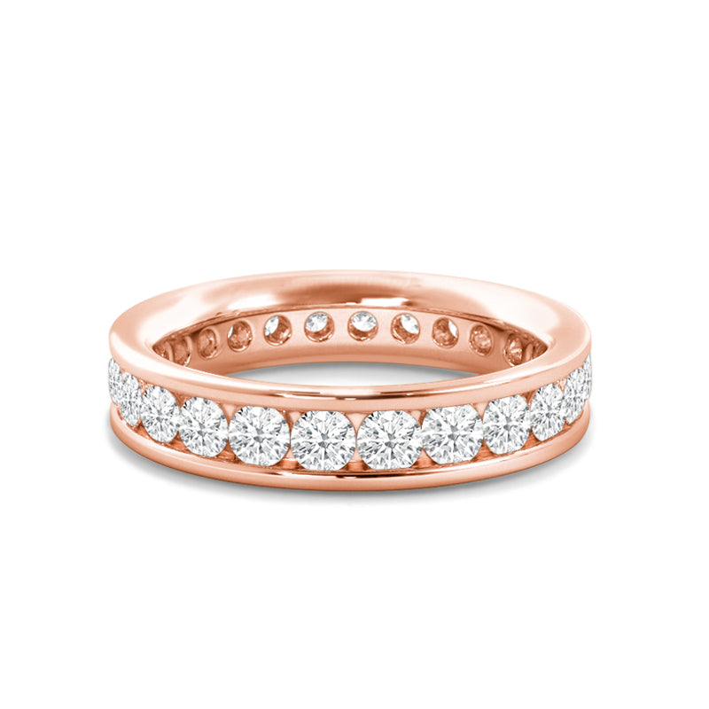 Single Row Channel Set Round Diamond Eternity Ring (F/G SI+) with 18KT Rose Gold / Lab / 1 1/3 Cut Diamond in 14KT Rose Gold / Lab / 1 1/3 view 1
