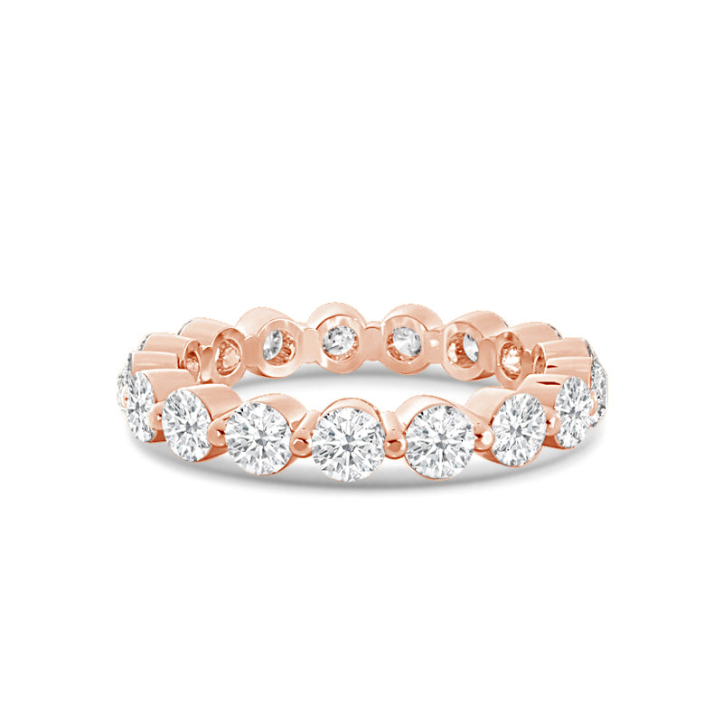 Scalloped Single Prong Round Diamond Eternity Ring with 18KT Rose Gold / Lab / 3 1/5 Cut Diamond in 14KT Rose Gold / Lab / 3 1/5 view 1

