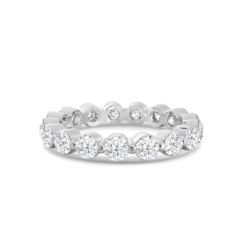 Scalloped Single Prong Round Diamond Eternity Ring with Platinum / Lab / 3 1/5 Cut Diamond in 14KT Platinum / Lab / 3 1/5 view 1
