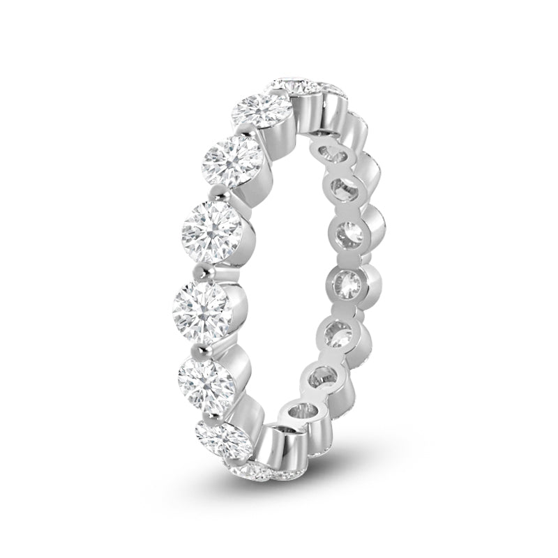 Scalloped Single Prong Round Diamond Eternity Ring with Platinum / Lab / 3 1/5 Cut Diamond in 14KT Platinum / Lab / 3 1/5 view 2

