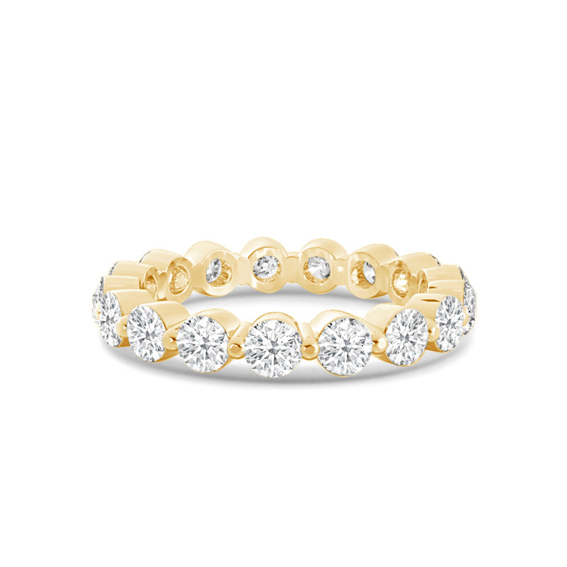 Scalloped Single Prong Round Diamond Eternity Ring with 18KT Yellow Gold / Lab / 3 1/5 Cut Diamond in 14KT Yellow Gold / Lab / 3 1/5 view 1
