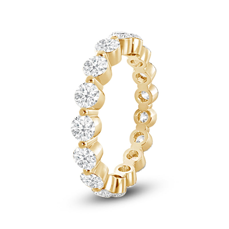 Scalloped Single Prong Round Diamond Eternity Ring with 18KT Yellow Gold / Lab / 3 1/5 Cut Diamond in 14KT Yellow Gold / Lab / 3 1/5 view 2
