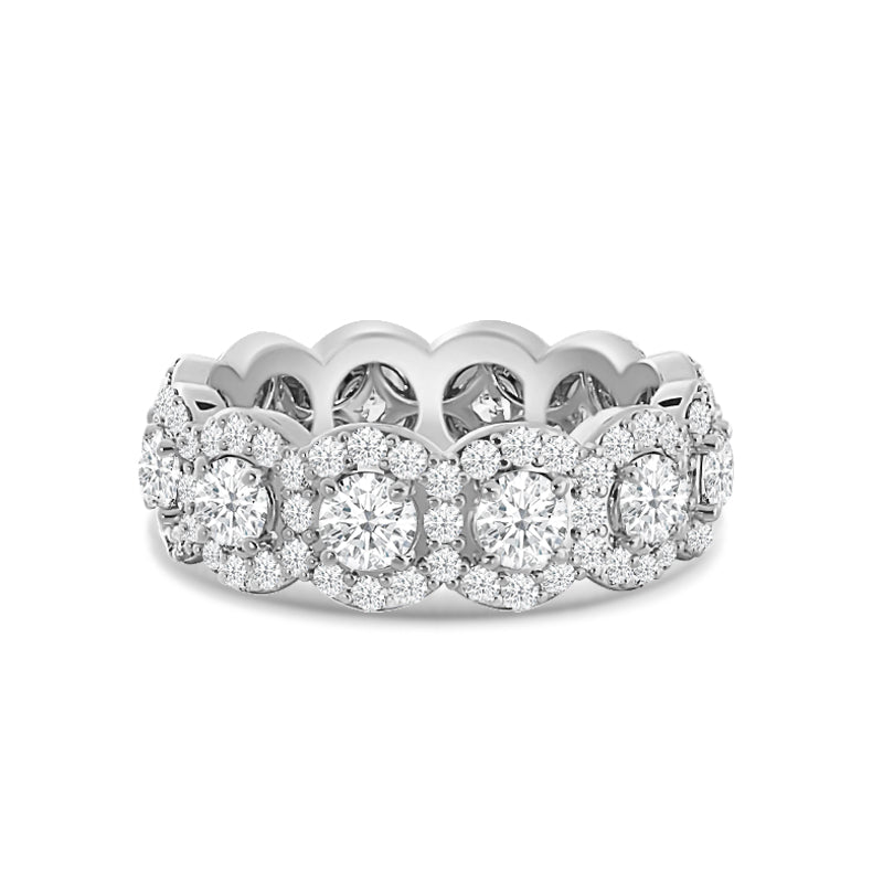 Scalloped Halo Round Diamond Eternity Ring with Platinum / Lab / 3 Cut Diamond in 14KT Platinum / Lab / 3 view 1
