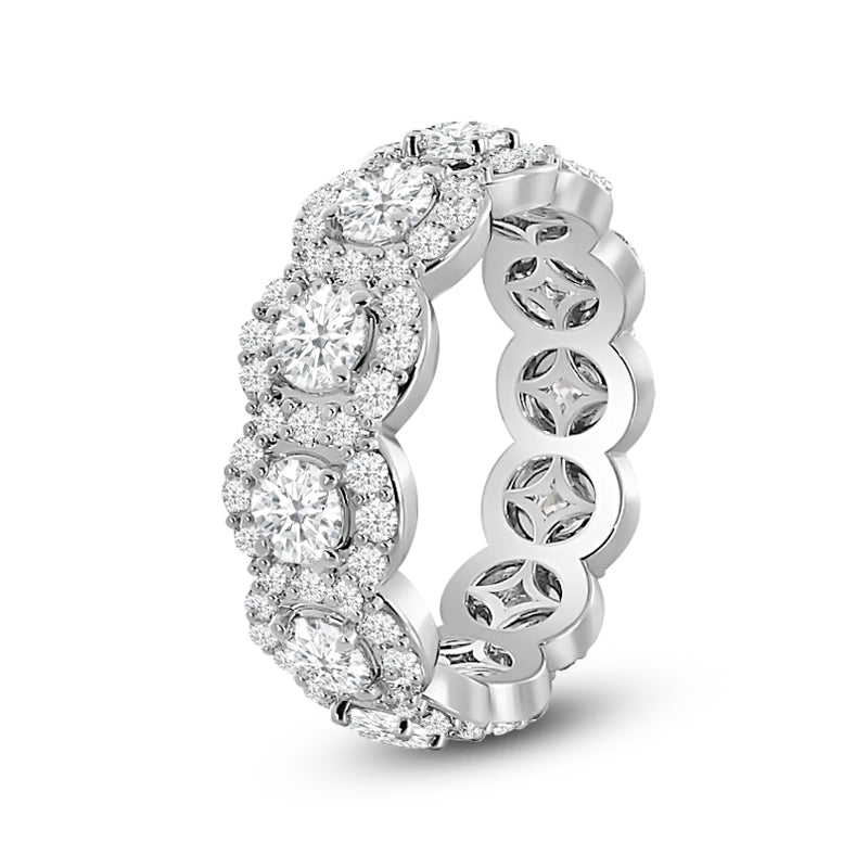 Scalloped Halo Round Diamond Eternity Ring with Platinum / Lab / 3 Cut Diamond in 14KT Platinum / Lab / 3 view 2
