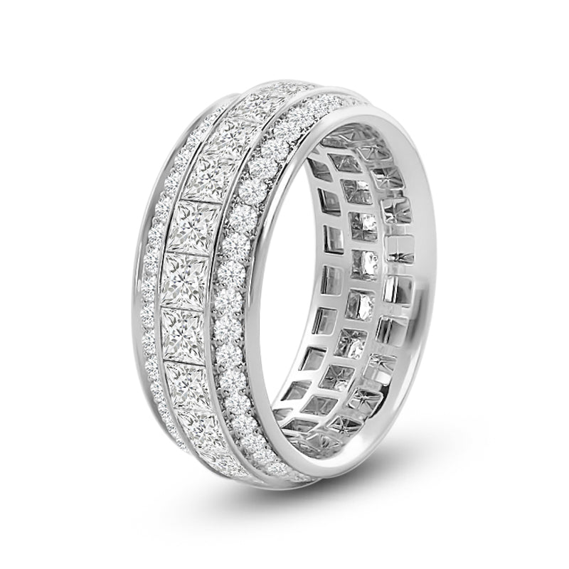 Triple Row Princess and Round Diamond Eternity Ring with Platinum / Lab / 5 1/3 Cut Diamond in 14KT Platinum / Lab / 5 1/3 view 2
