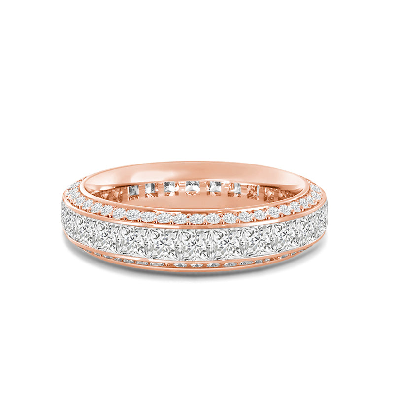 Pave Sides Princess Diamond Eternity Ring with 18KT Rose Gold / Lab / 3 1/5 Cut Diamond in 14KT Rose Gold / Lab / 3 1/5 view 1
