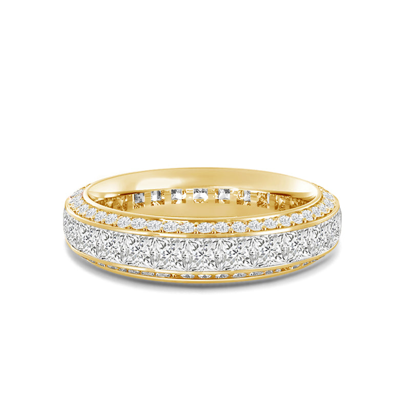 Pave Sides Princess Diamond Eternity Ring with 18KT Yellow Gold / Lab / 3 1/5 Cut Diamond in 14KT Yellow Gold / Lab / 3 1/5 view 1
