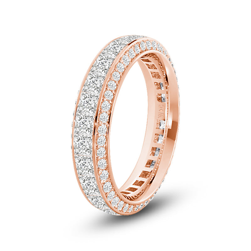 Pave Sides Princess Diamond Eternity Ring with 18KT Rose Gold / Lab / 7 5/8 Cut Diamond in 14KT Rose Gold / Lab / 7 5/8 view 2

