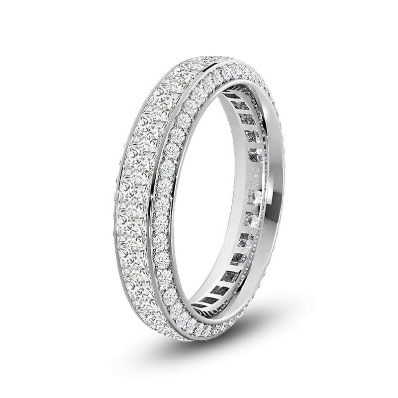 Pave Sides Princess Diamond Eternity Ring with Platinum / Lab / 7 5/8 Cut Diamond in 14KT Platinum / Lab / 7 5/8 view 2
