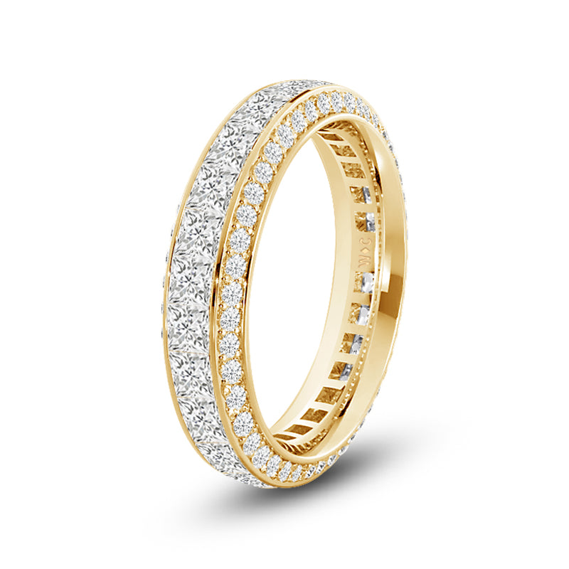 Pave Sides Princess Diamond Eternity Ring with 18KT Yellow Gold / Lab / 7 5/8 Cut Diamond in 14KT Yellow Gold / Lab / 7 5/8 view 2
