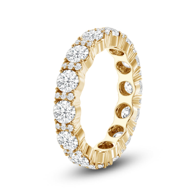Micro Pave Accent Round Diamond Eternity Ring with 18KT Yellow Gold / Lab / 2 3/8 Cut Diamond in 14KT Yellow Gold / Lab / 2 3/8 view 2
