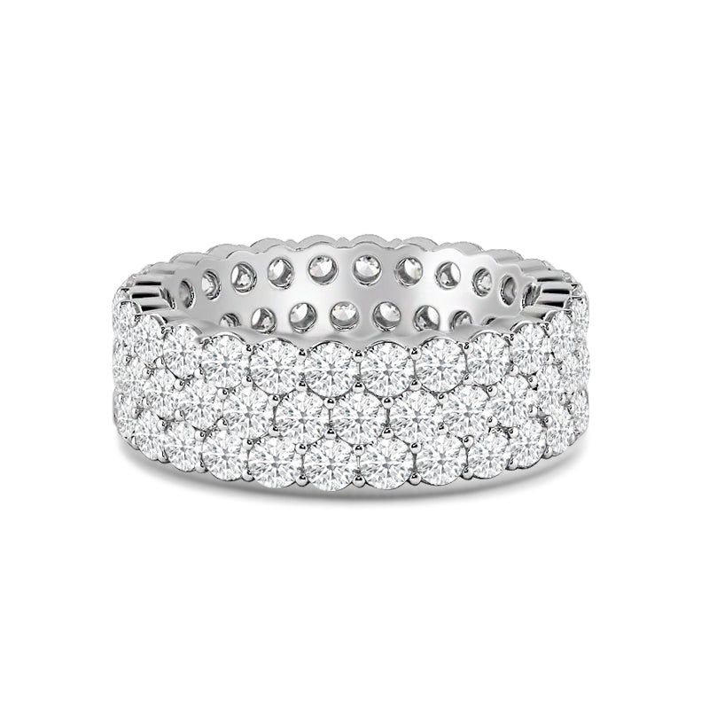 Triple Row Shared Prong Diamond Eternity Ring with Platinum / Lab / 4 5/8 Cut Diamond in 14KT Platinum / Lab / 4 5/8 view 1
