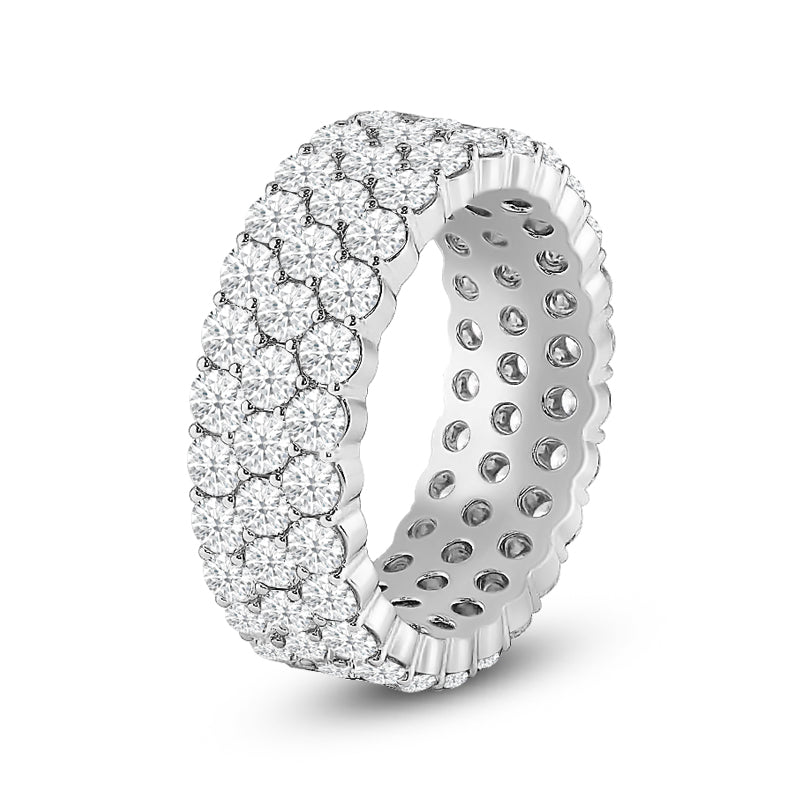 Triple Row Shared Prong Diamond Eternity Ring with Platinum / Lab / 4 5/8 Cut Diamond in 14KT Platinum / Lab / 4 5/8 view 2
