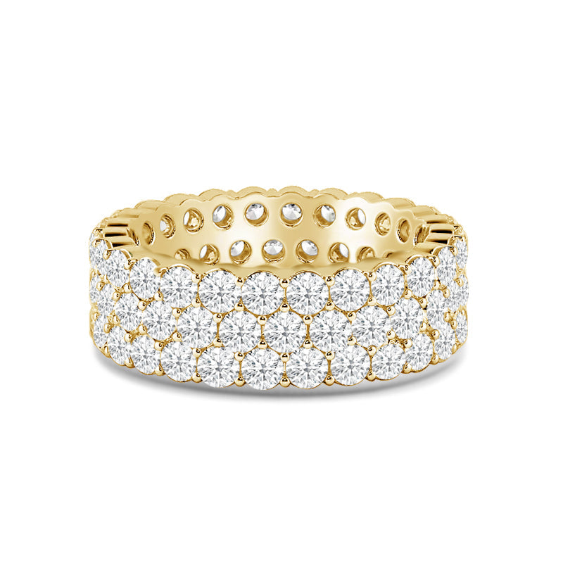 Triple Row Shared Prong Diamond Eternity Ring with 18KT Yellow Gold / Lab / 4 5/8 Cut Diamond in 14KT Yellow Gold / Lab / 4 5/8 view 1
