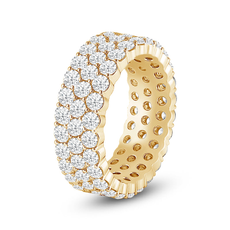 Triple Row Shared Prong Diamond Eternity Ring with 18KT Yellow Gold / Lab / 4 5/8 Cut Diamond in 14KT Yellow Gold / Lab / 4 5/8 view 2
