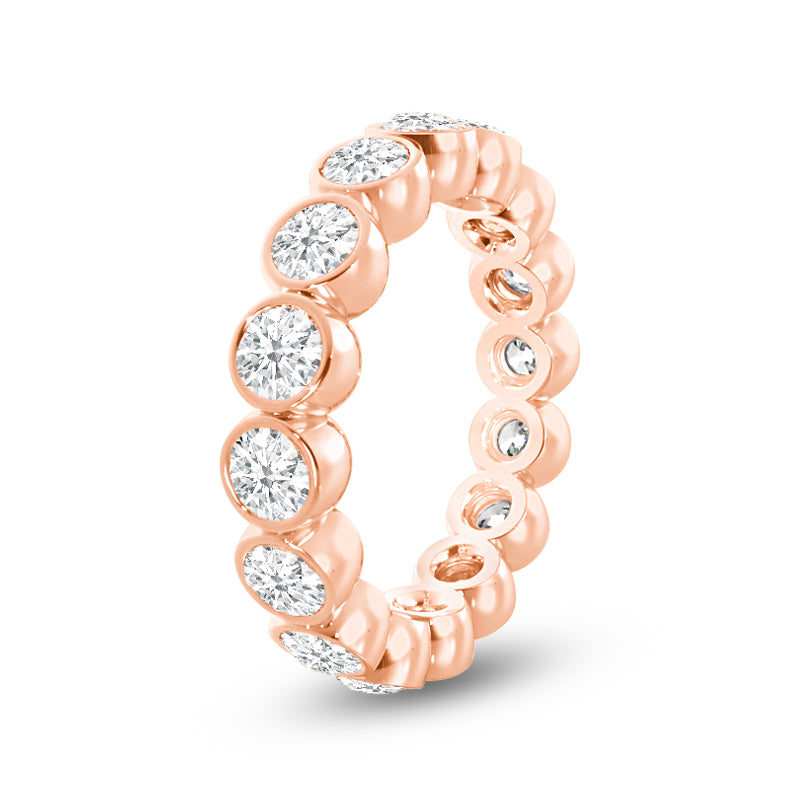 Scalloped Bezel Diamond Eternity Ring with 18KT Rose Gold / Lab / 3 1/2 Cut Diamond in 14KT Rose Gold / Lab / 3 1/2 view 2
