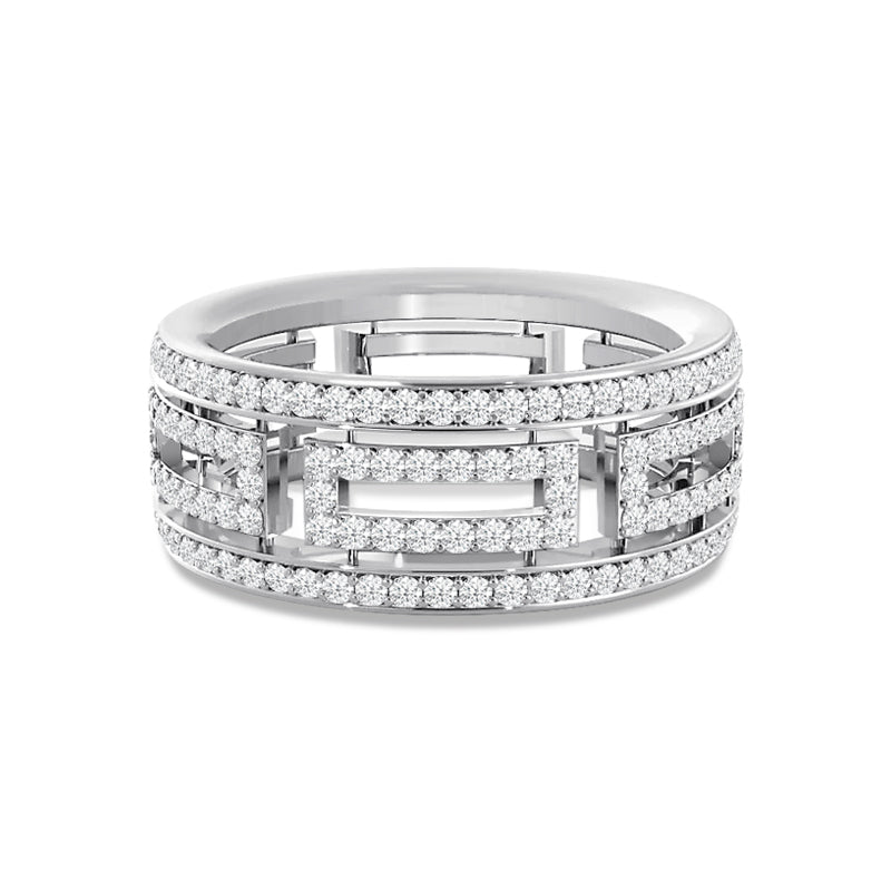 Geometric Cut-Out Round Diamond Wide Eternity Ring with Platinum / Lab / 1 1/8 Cut Diamond in 14KT Platinum / Lab / 1 1/8 view 1

