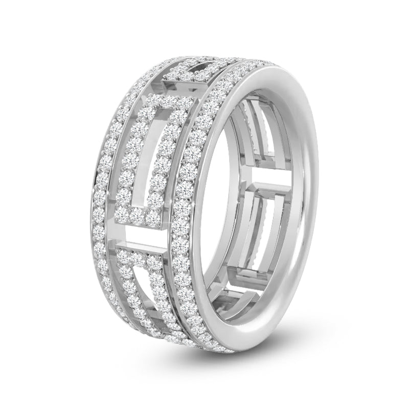 Geometric Cut-Out Round Diamond Wide Eternity Ring with Platinum / Lab / 1 1/8 Cut Diamond in 14KT Platinum / Lab / 1 1/8 view 2
