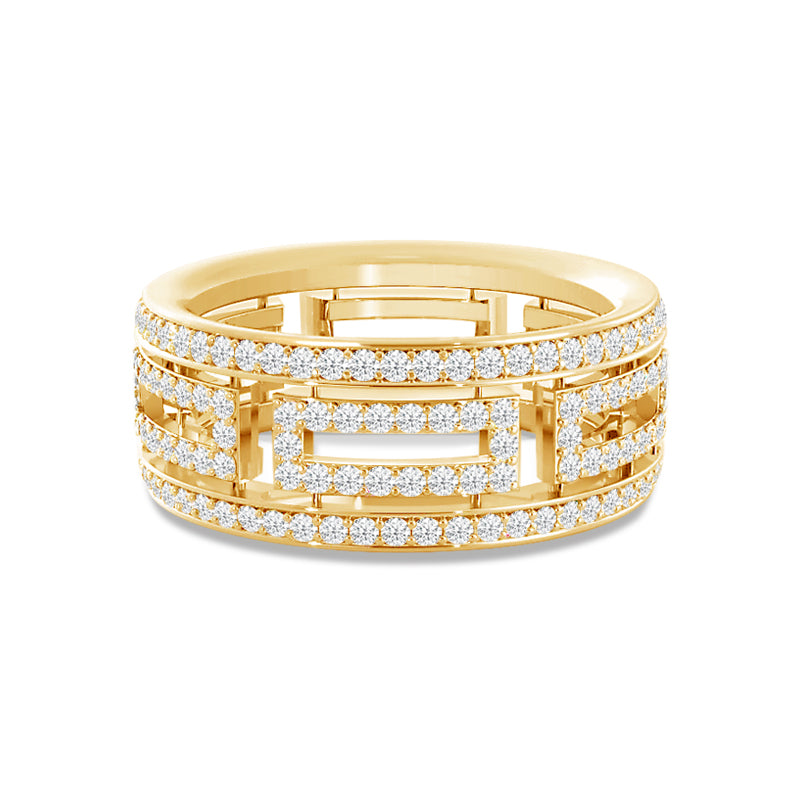 Geometric Cut-Out Round Diamond Wide Eternity Ring with 18KT Yellow Gold / Lab / 1 1/8 Cut Diamond in 14KT Yellow Gold / Lab / 1 1/8 view 1
