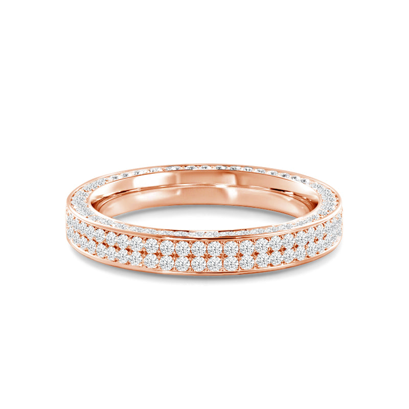 Pave Sides Double Row Round Diamond Eternity Ring with 18KT Rose Gold / Lab / 1 1/10 Cut Diamond in 14KT Rose Gold / Lab / 1 1/10 view 1
