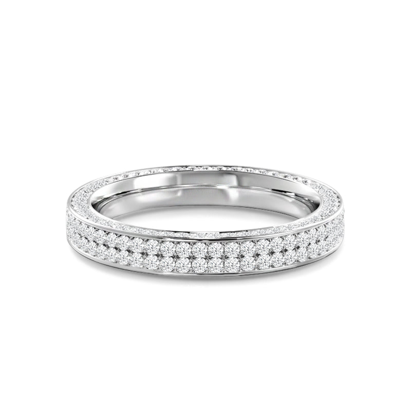 Pave Sides Double Row Round Diamond Eternity Ring